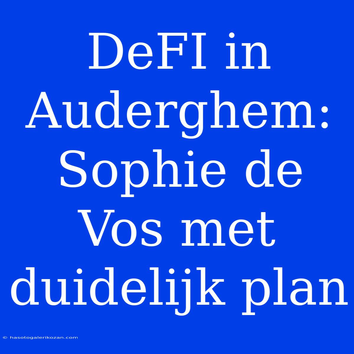 DeFI In Auderghem: Sophie De Vos Met Duidelijk Plan