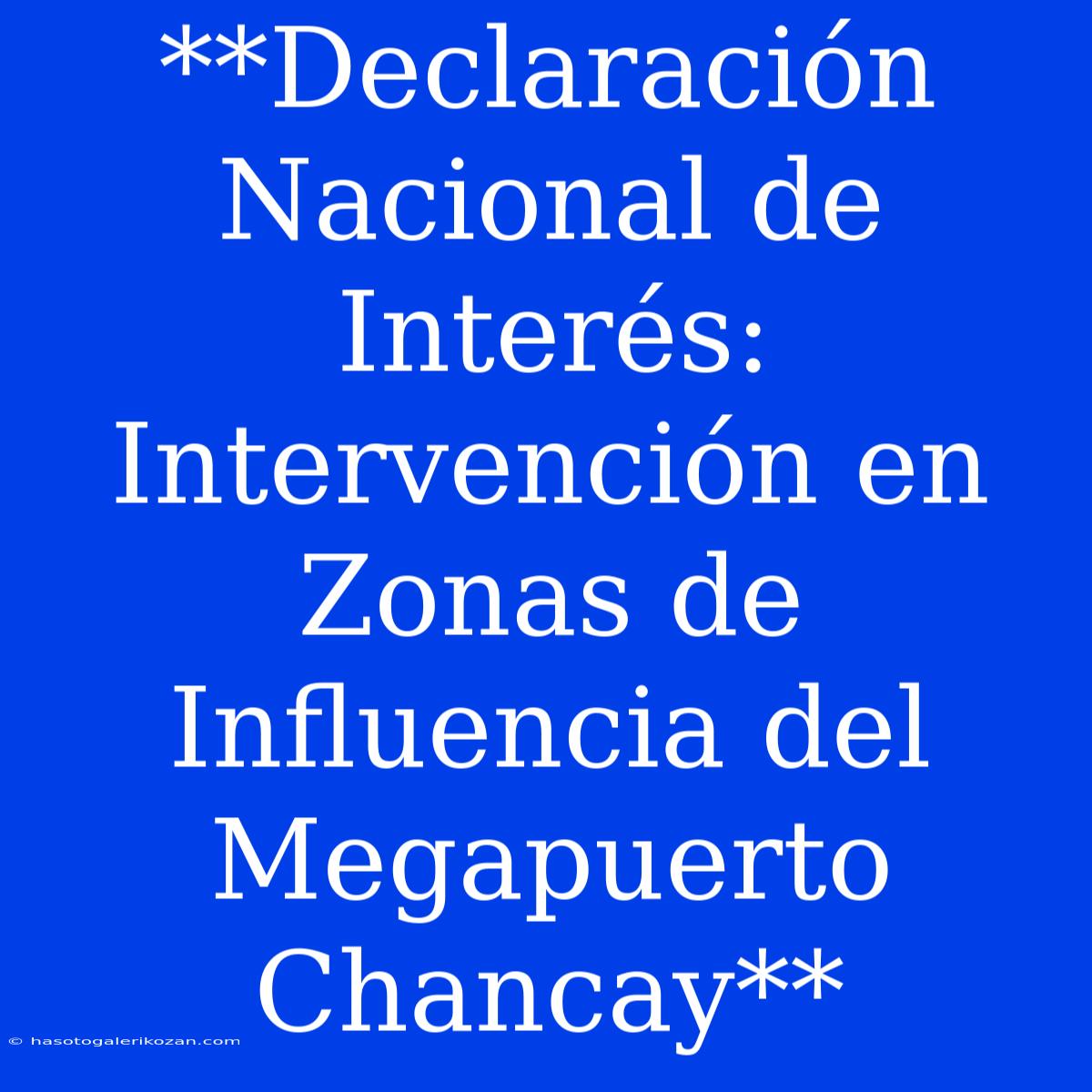 **Declaración Nacional De Interés: Intervención En Zonas De Influencia Del Megapuerto Chancay** 