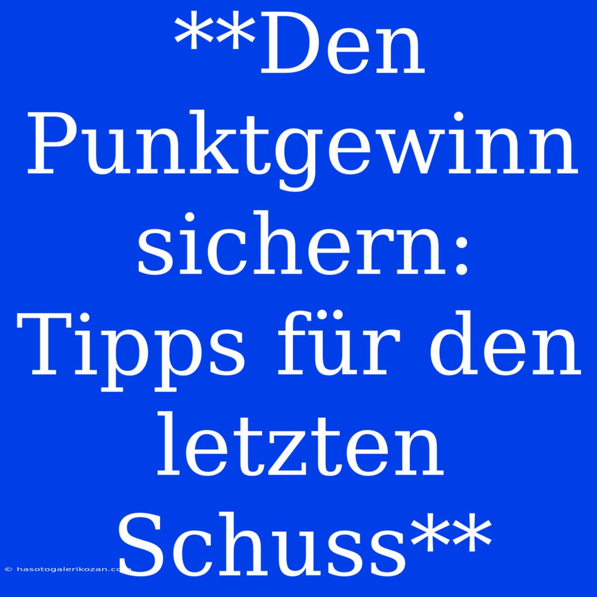 **Den Punktgewinn Sichern: Tipps Für Den Letzten Schuss**