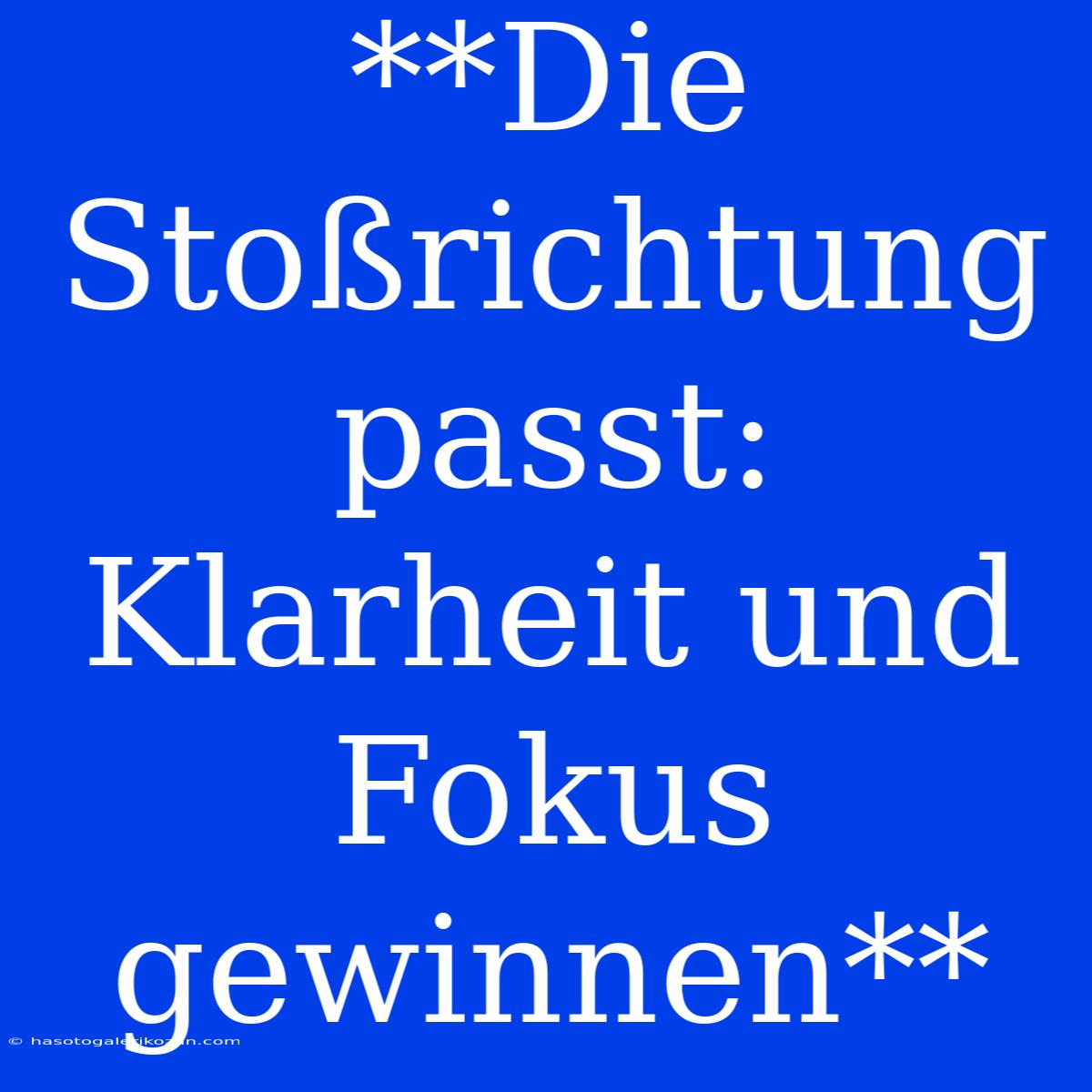 **Die Stoßrichtung Passt: Klarheit Und Fokus Gewinnen**