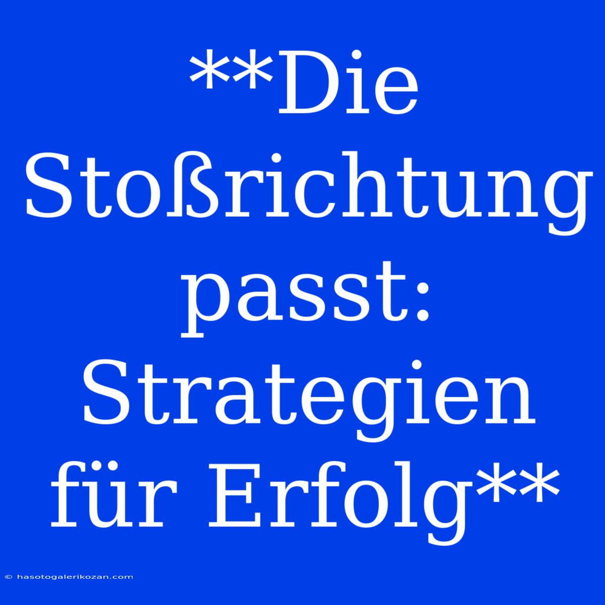 **Die Stoßrichtung Passt: Strategien Für Erfolg**