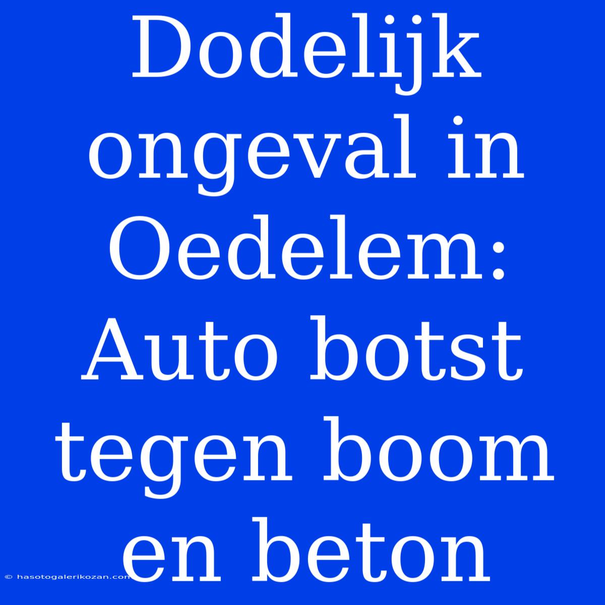 Dodelijk Ongeval In Oedelem: Auto Botst Tegen Boom En Beton