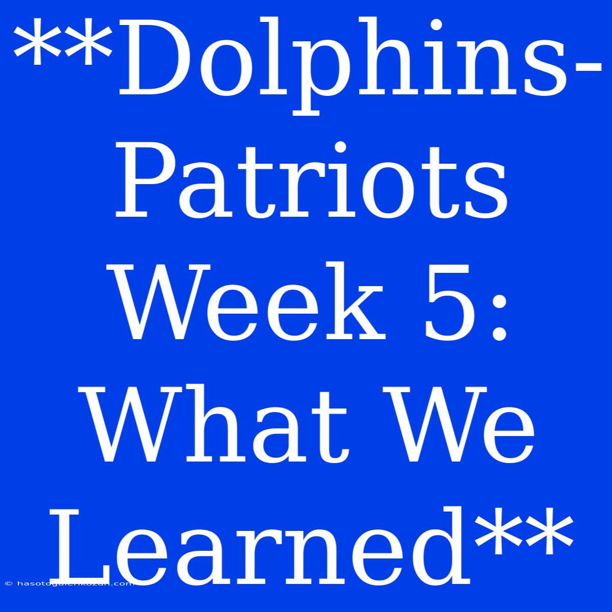 **Dolphins-Patriots Week 5: What We Learned**