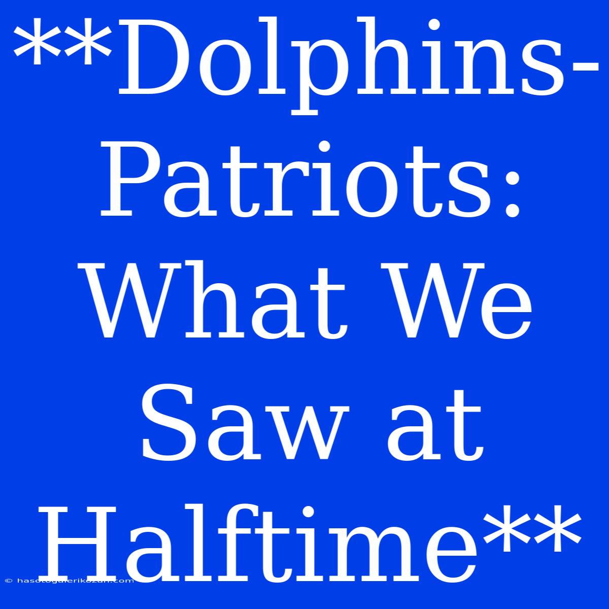 **Dolphins-Patriots: What We Saw At Halftime**