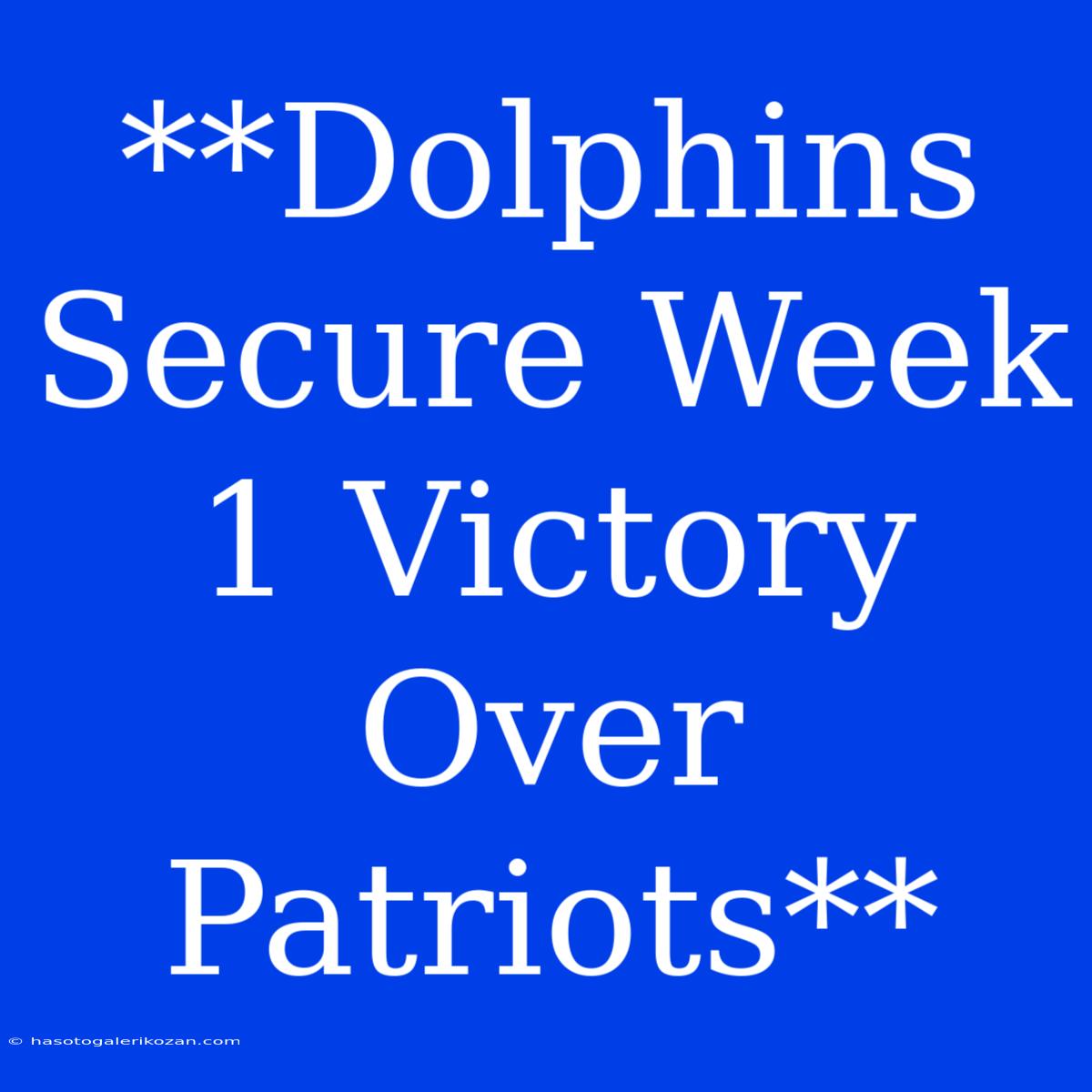 **Dolphins Secure Week 1 Victory Over Patriots**