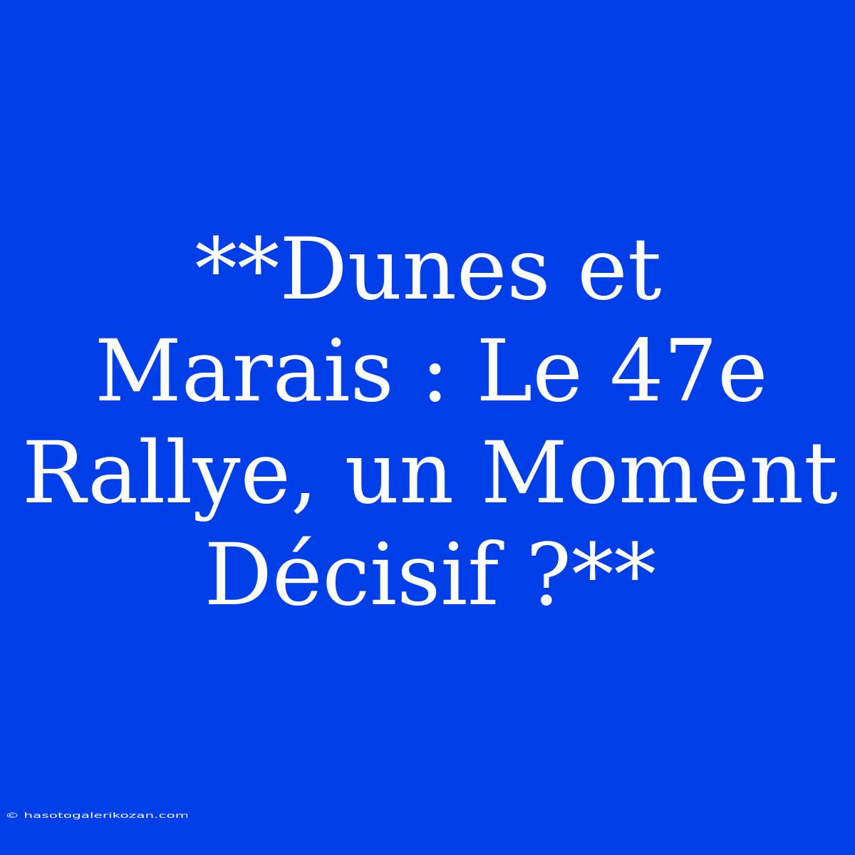 **Dunes Et Marais : Le 47e Rallye, Un Moment Décisif ?**