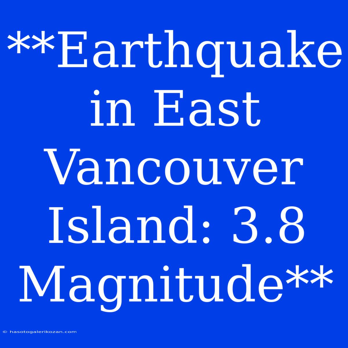 **Earthquake In East Vancouver Island: 3.8 Magnitude**