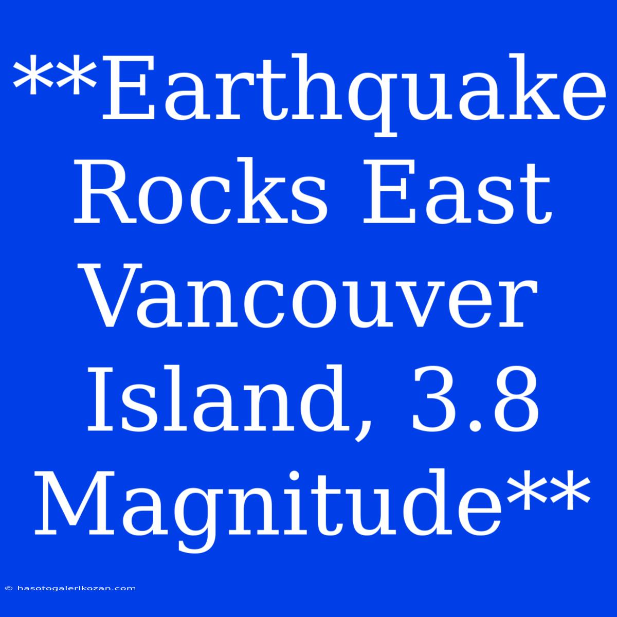 **Earthquake Rocks East Vancouver Island, 3.8 Magnitude**