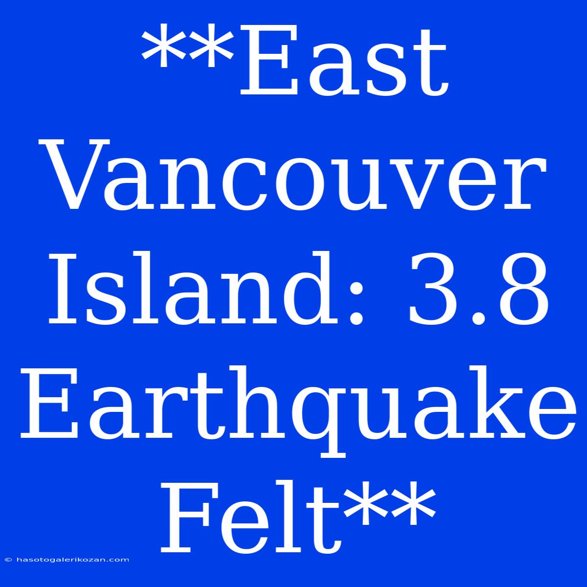 **East Vancouver Island: 3.8 Earthquake Felt**