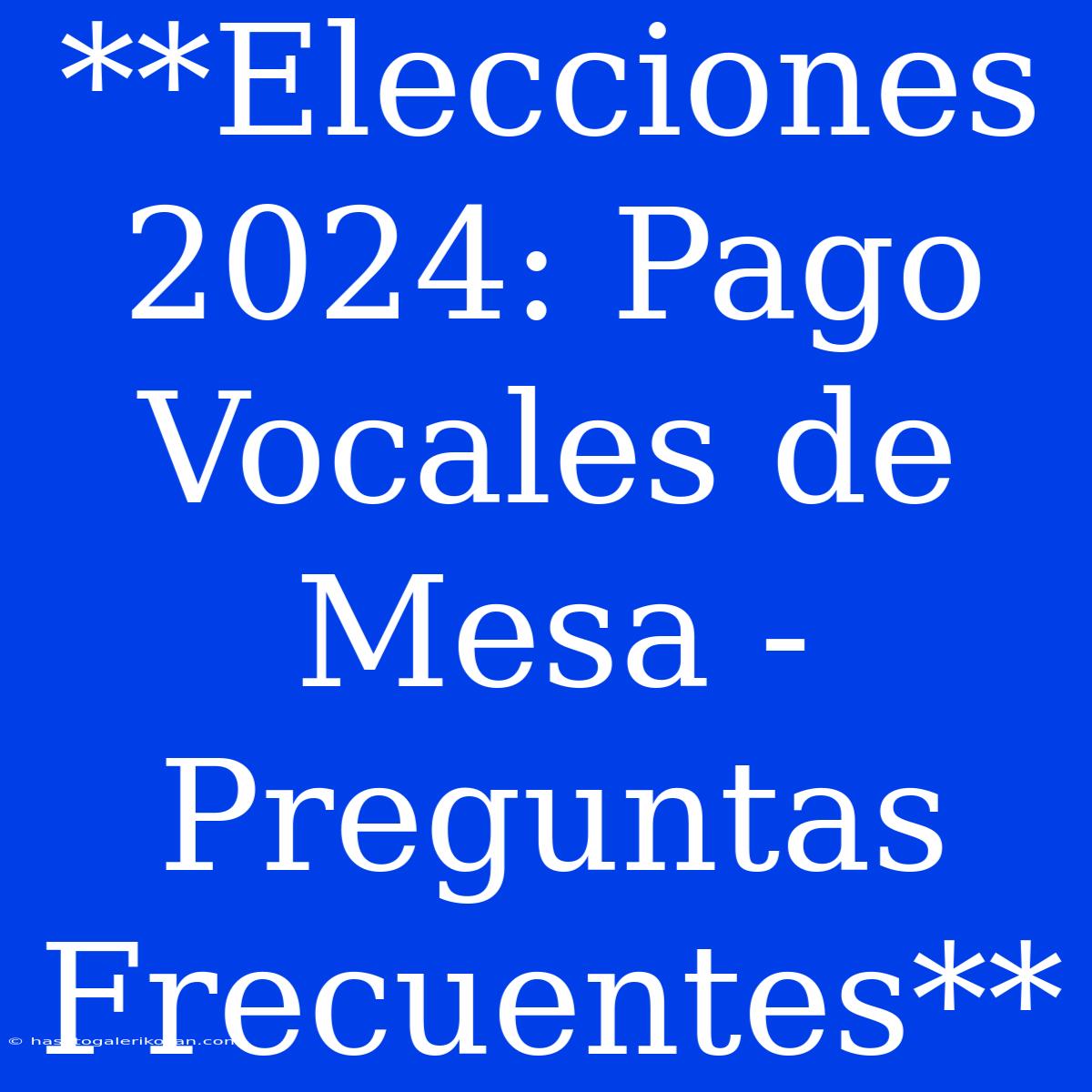 **Elecciones 2024: Pago Vocales De Mesa - Preguntas Frecuentes** 