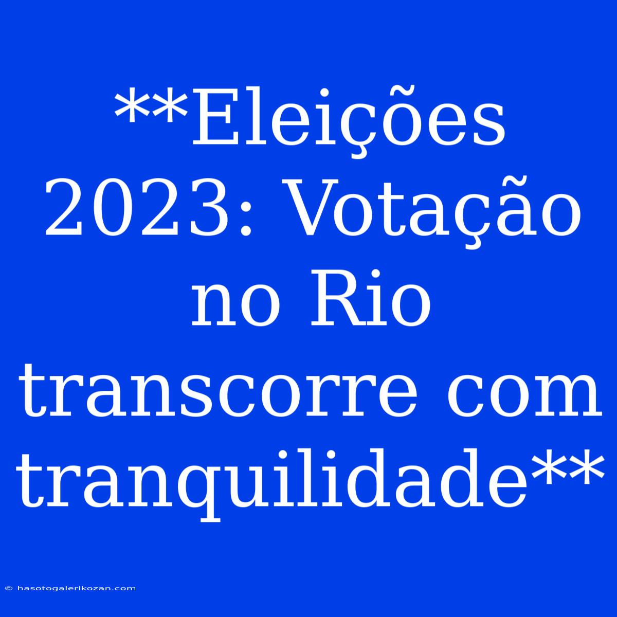 **Eleições 2023: Votação No Rio Transcorre Com Tranquilidade**