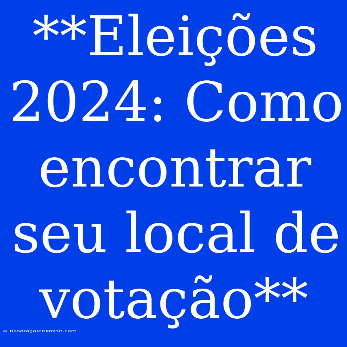 **Eleições 2024: Como Encontrar Seu Local De Votação**