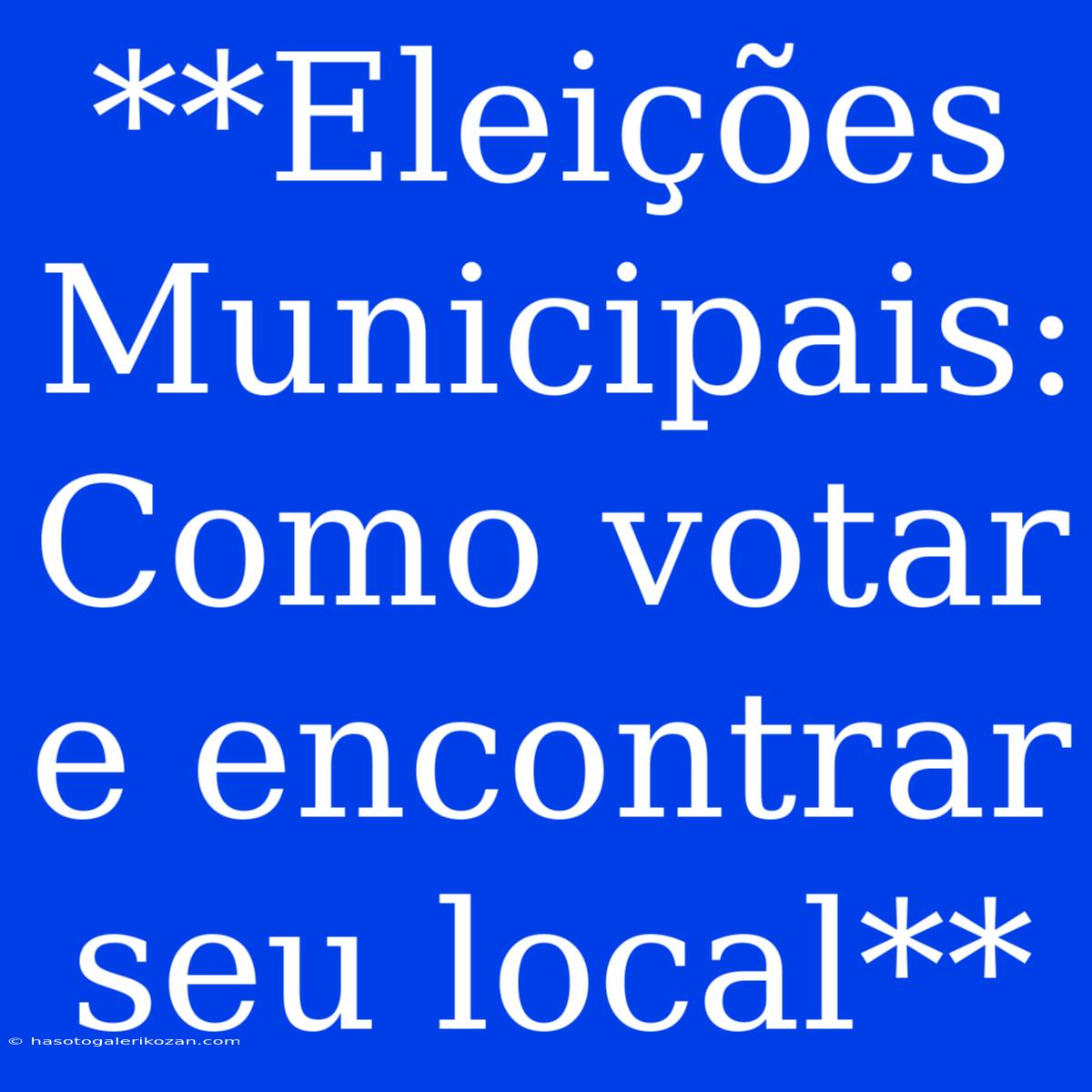 **Eleições Municipais: Como Votar E Encontrar Seu Local** 