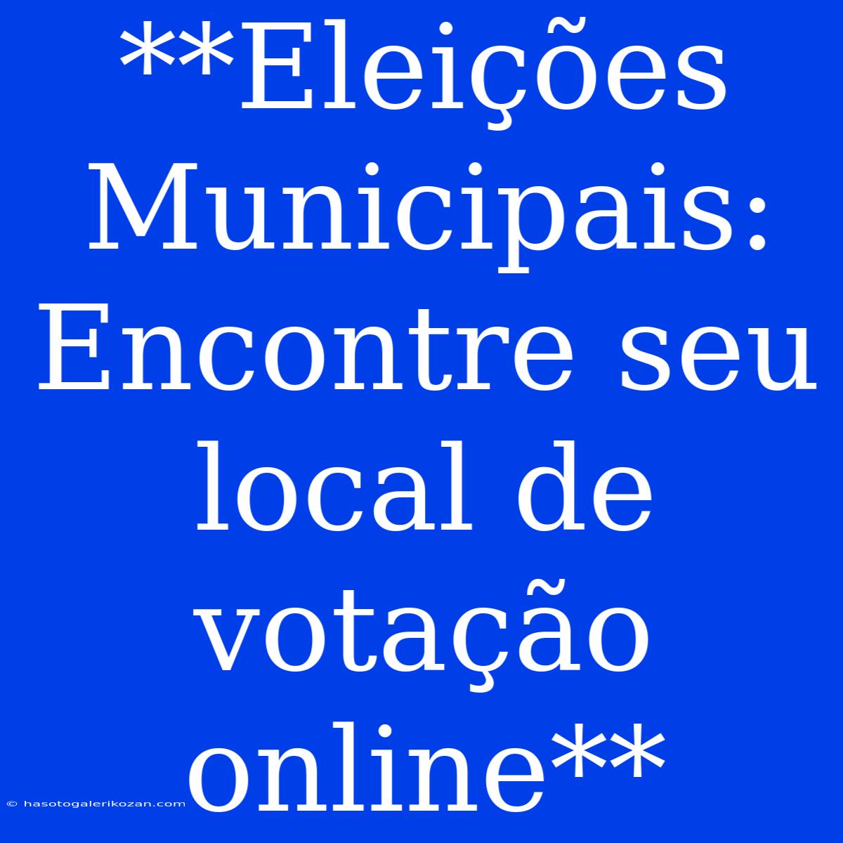 **Eleições Municipais: Encontre Seu Local De Votação Online**