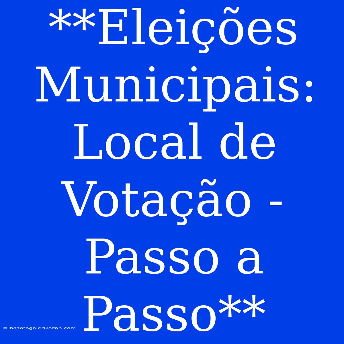 **Eleições Municipais: Local De Votação - Passo A Passo**