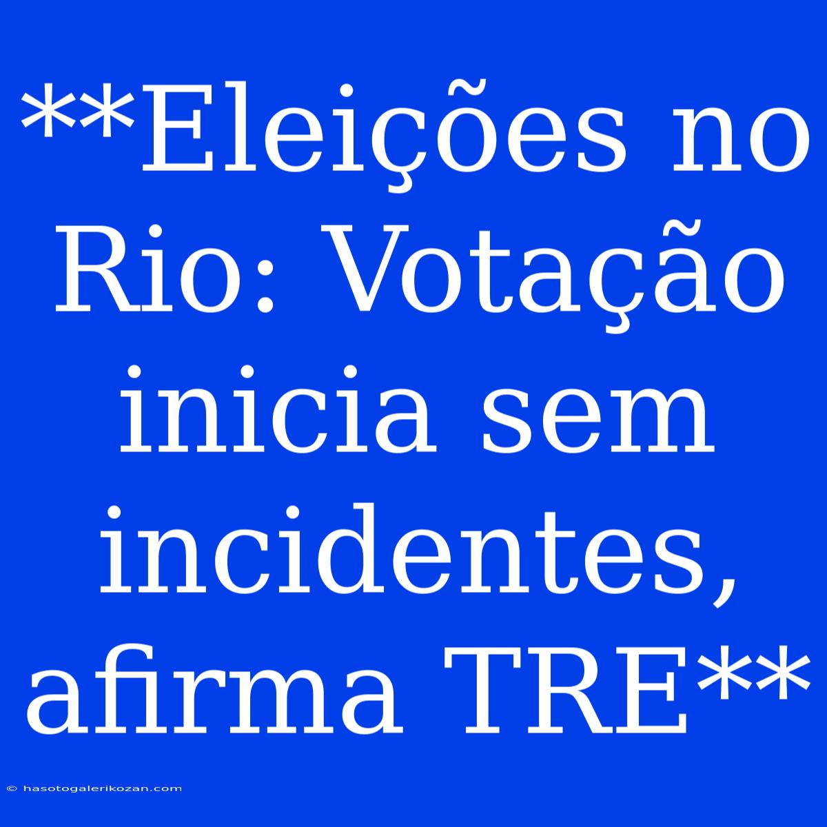 **Eleições No Rio: Votação Inicia Sem Incidentes, Afirma TRE**