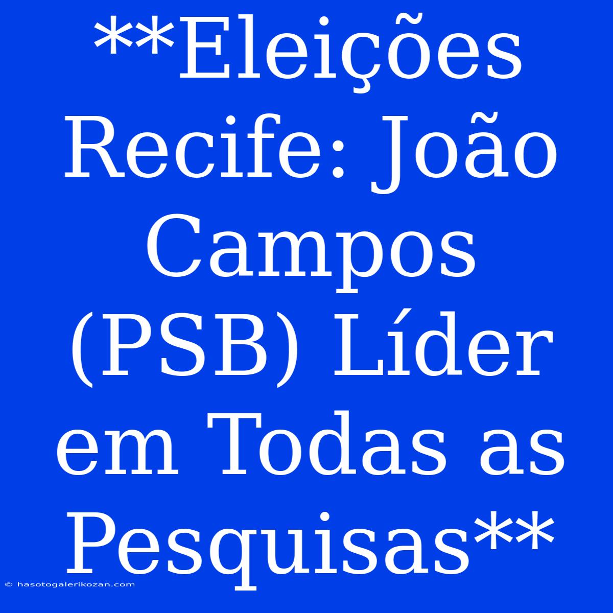 **Eleições Recife: João Campos (PSB) Líder Em Todas As Pesquisas**