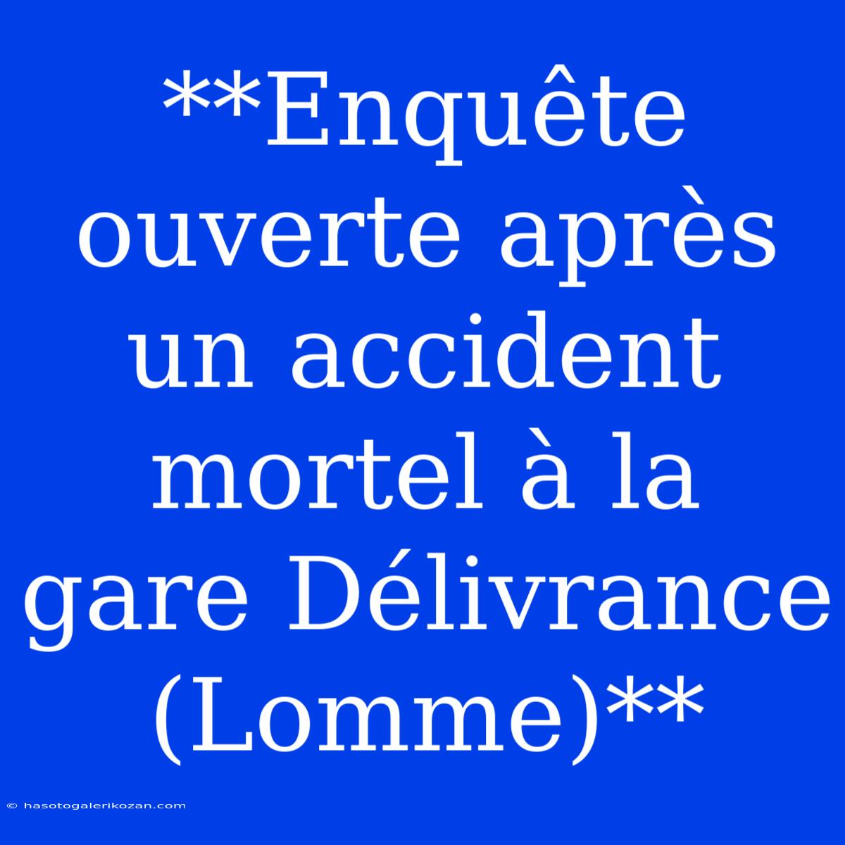 **Enquête Ouverte Après Un Accident Mortel À La Gare Délivrance (Lomme)**