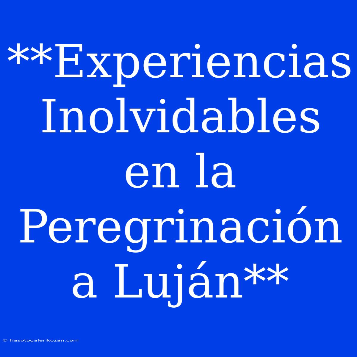 **Experiencias Inolvidables En La Peregrinación A Luján**