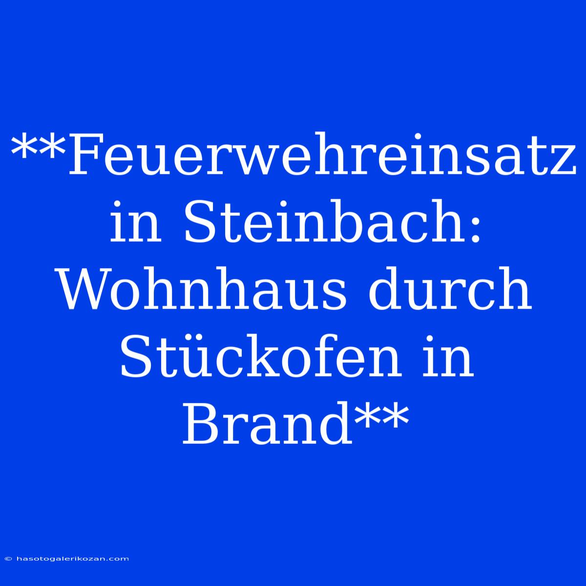 **Feuerwehreinsatz In Steinbach: Wohnhaus Durch Stückofen In Brand**