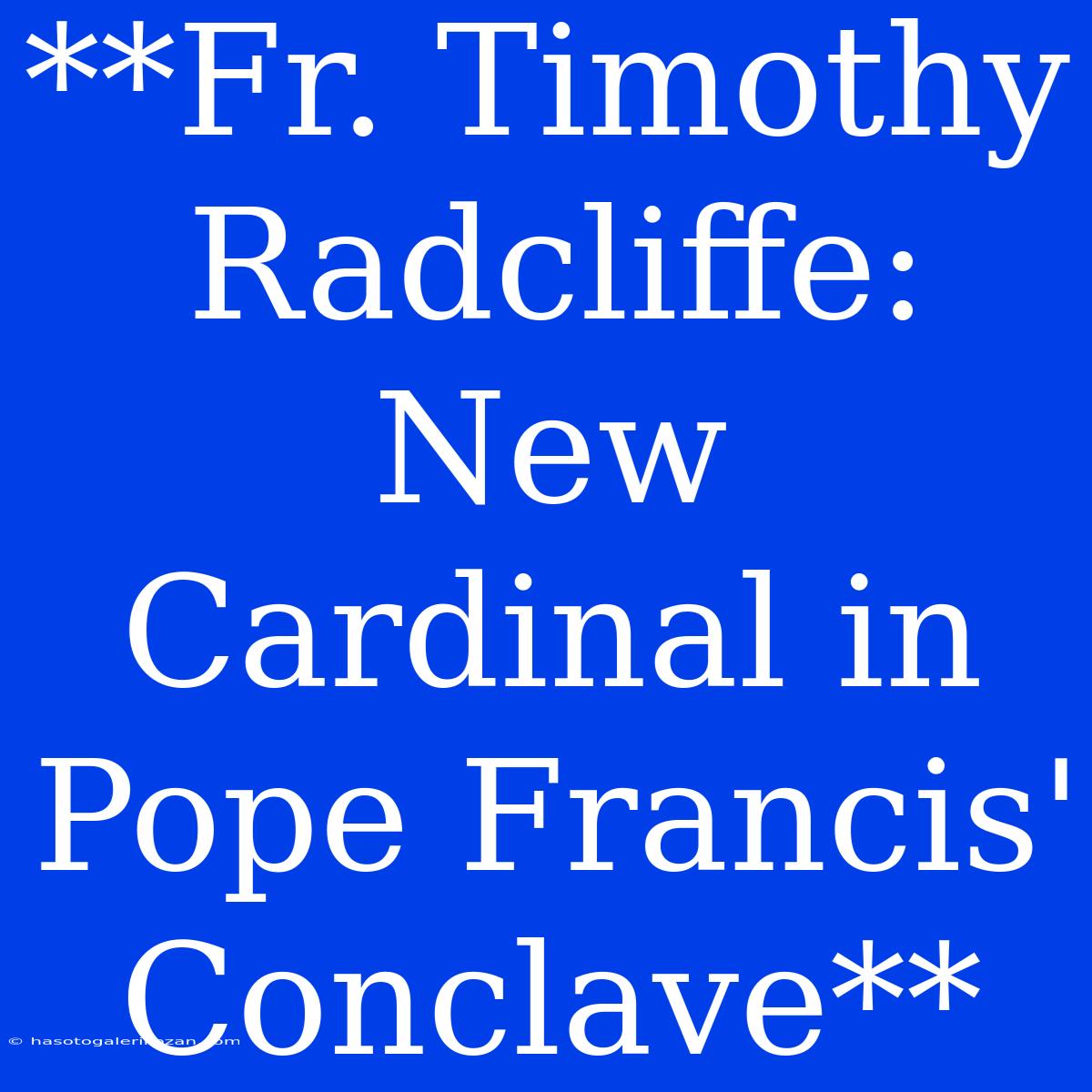 **Fr. Timothy Radcliffe: New Cardinal In Pope Francis' Conclave**