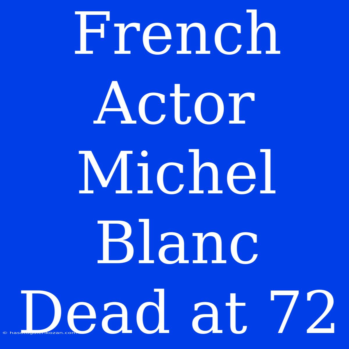 French Actor Michel Blanc Dead At 72