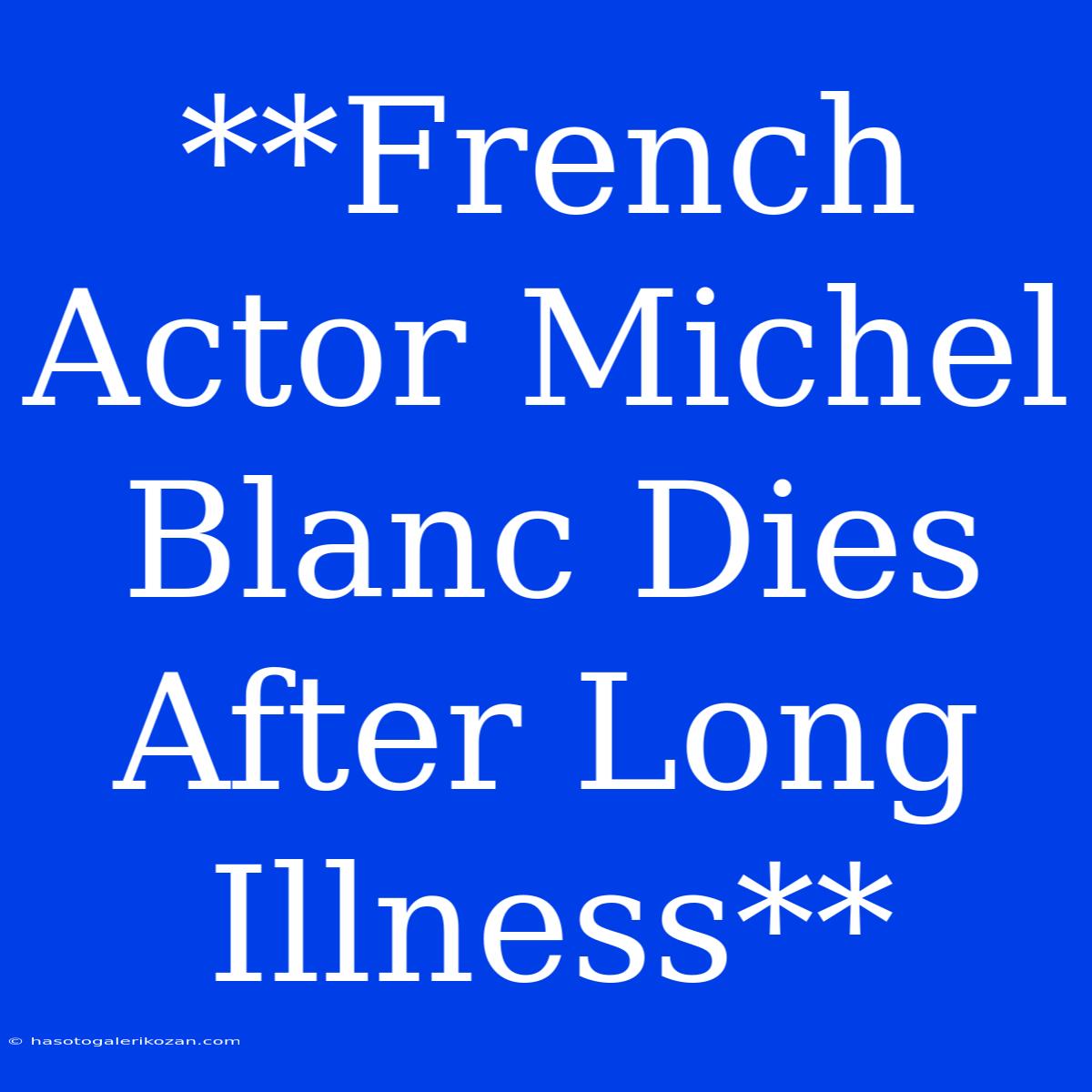 **French Actor Michel Blanc Dies After Long Illness**