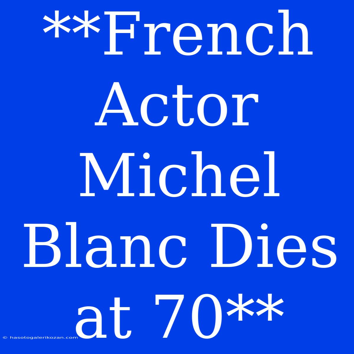 **French Actor Michel Blanc Dies At 70**