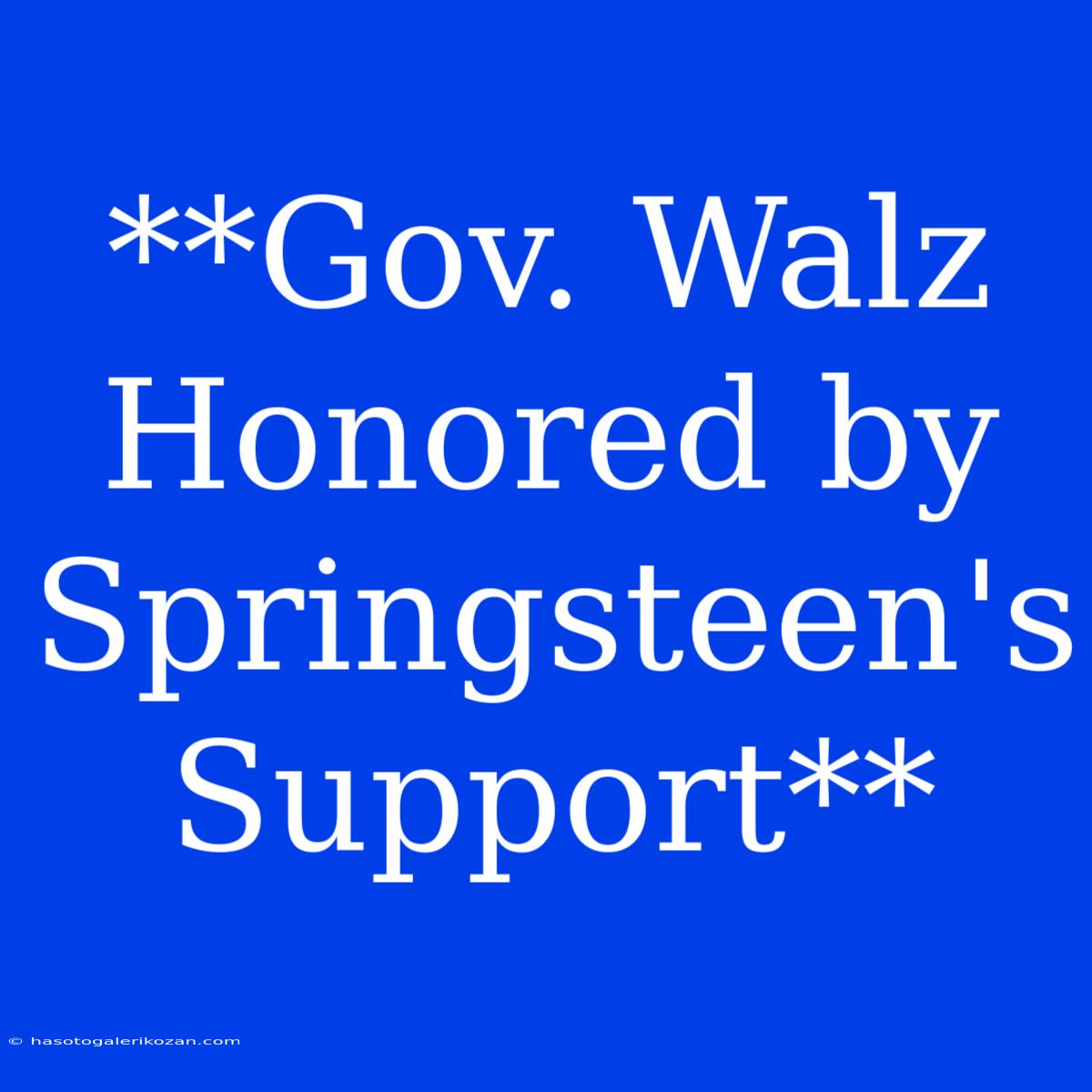 **Gov. Walz Honored By Springsteen's Support**