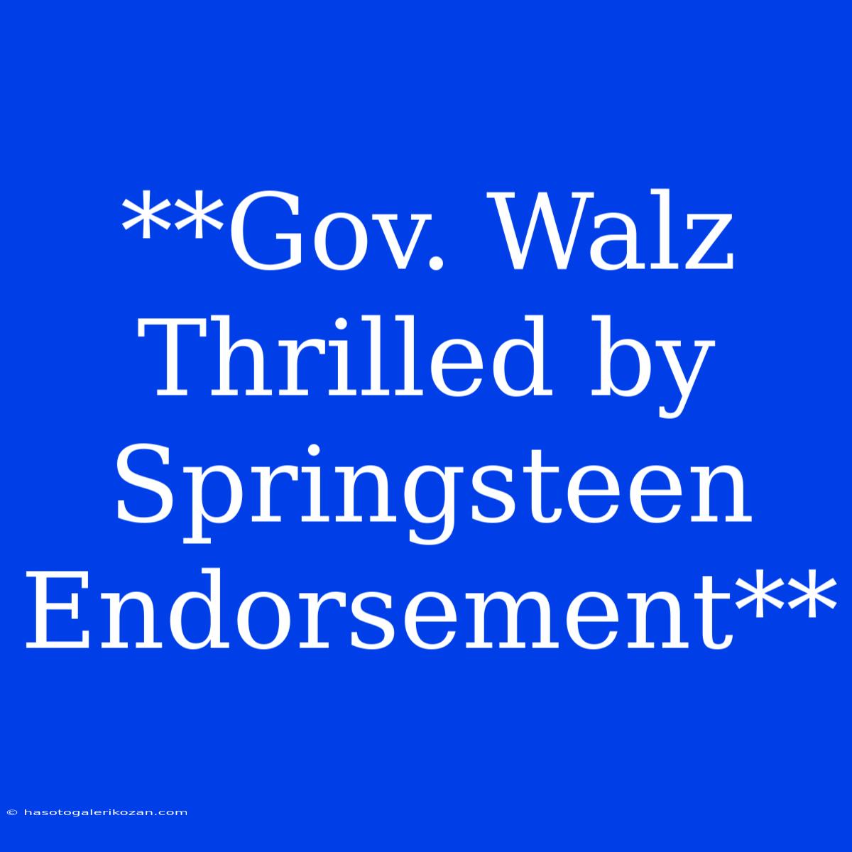 **Gov. Walz Thrilled By Springsteen Endorsement**