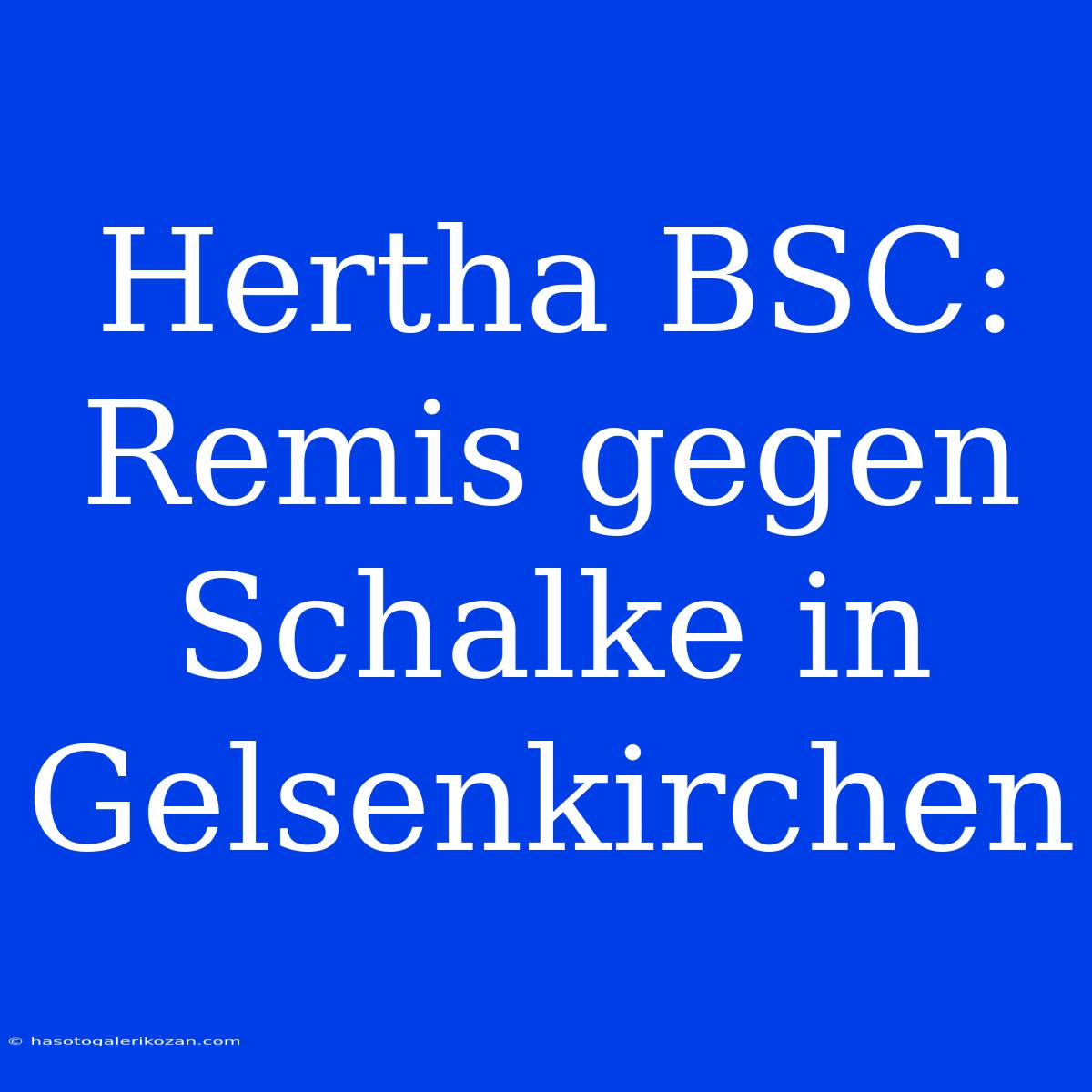 Hertha BSC: Remis Gegen Schalke In Gelsenkirchen