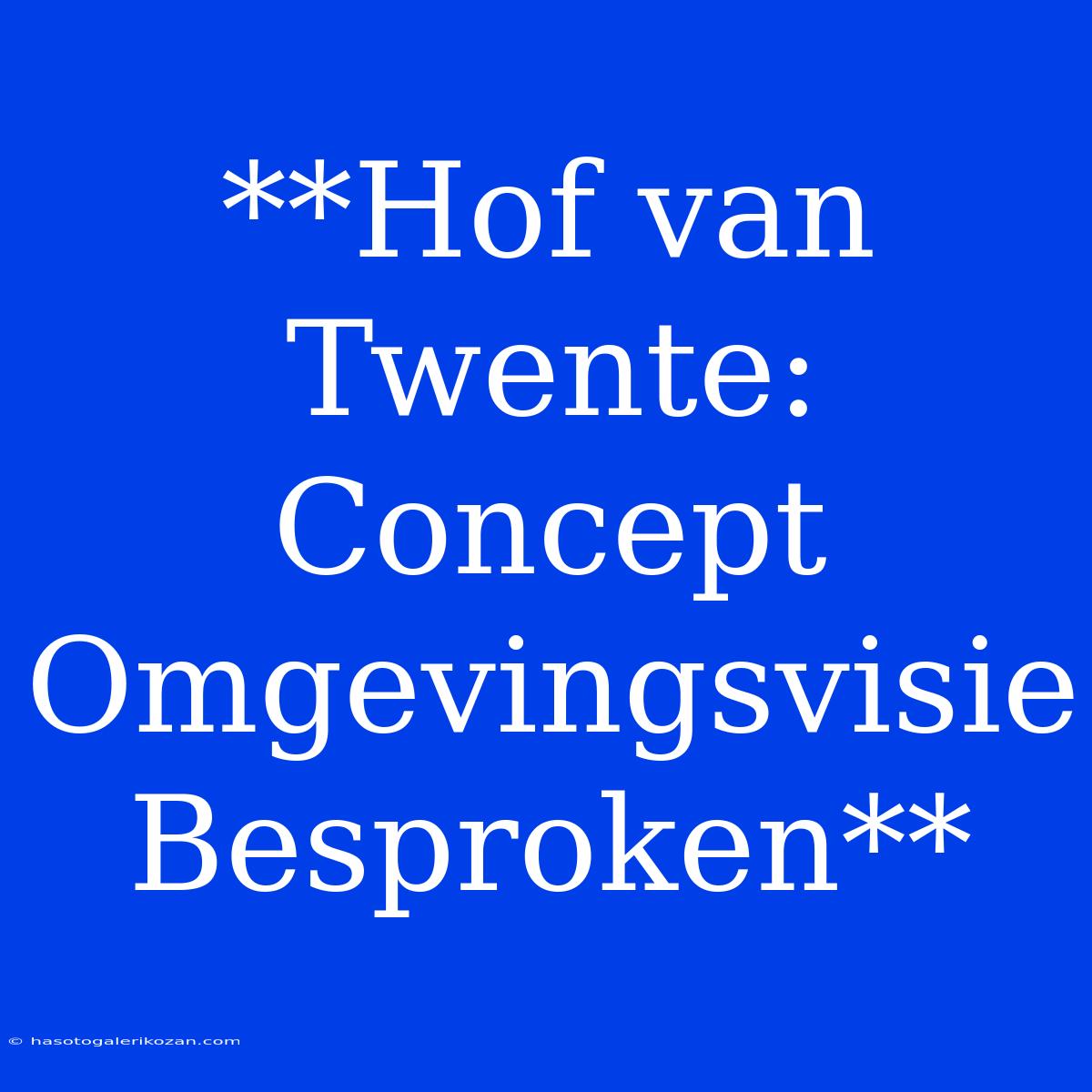 **Hof Van Twente: Concept Omgevingsvisie Besproken**