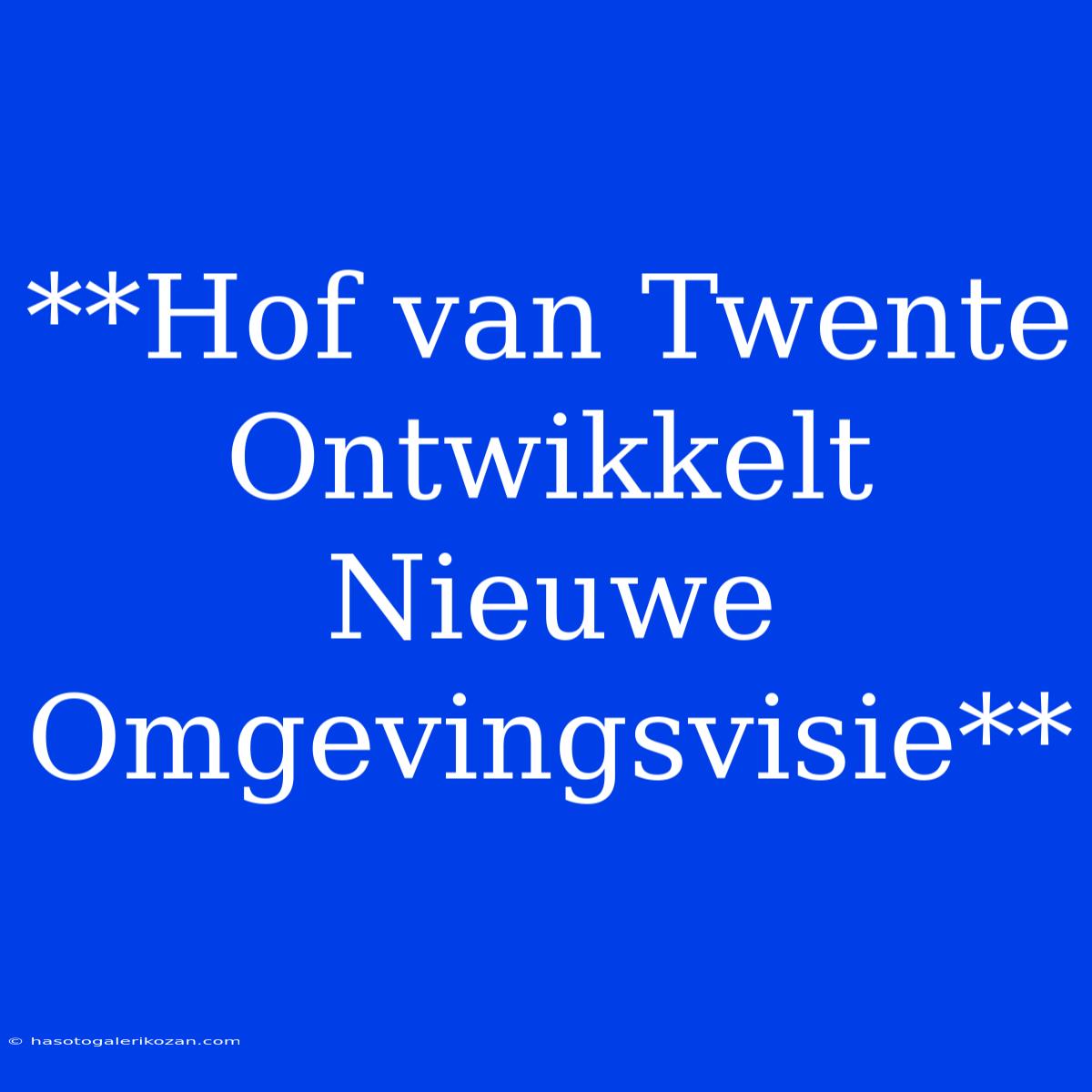 **Hof Van Twente Ontwikkelt Nieuwe Omgevingsvisie**