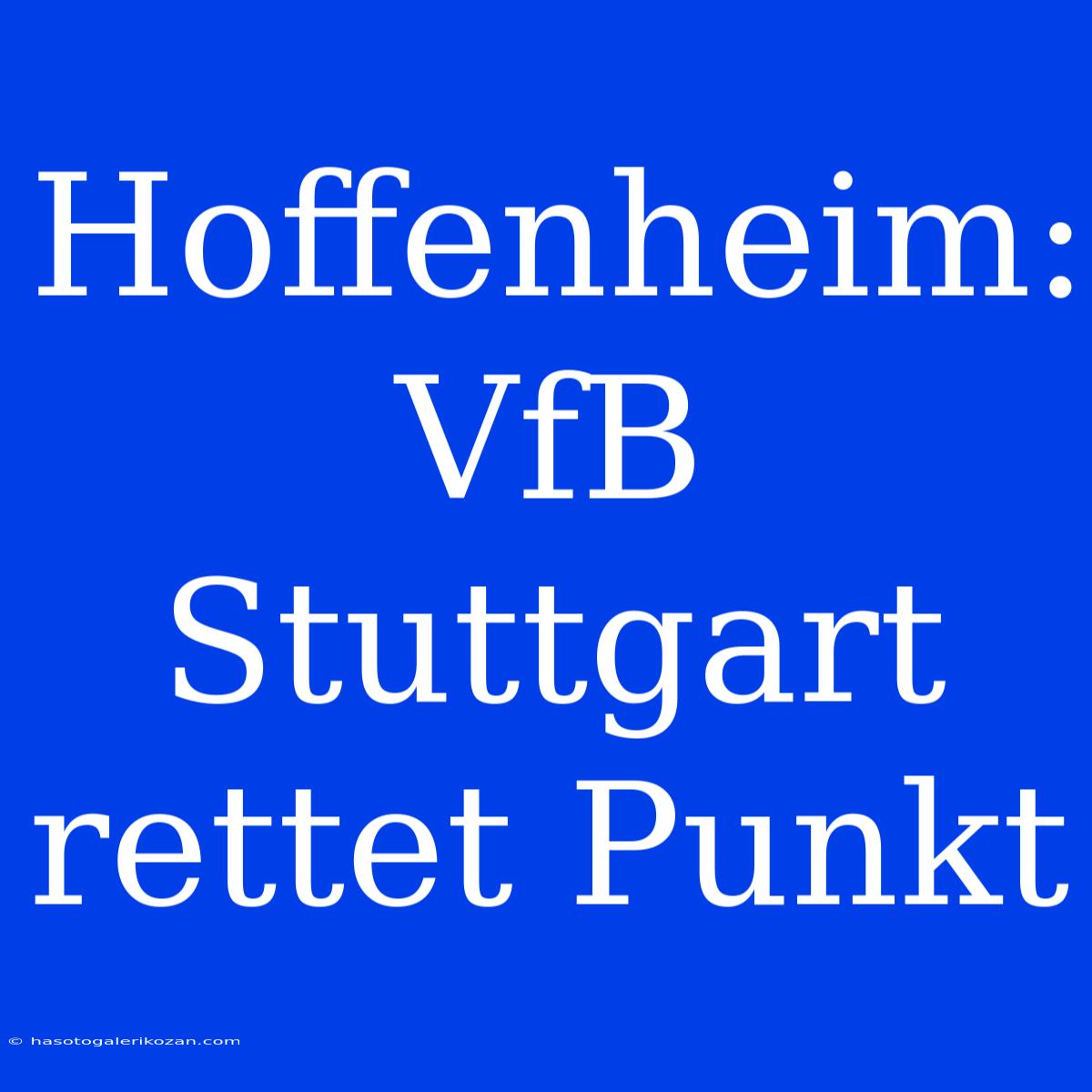 Hoffenheim: VfB Stuttgart Rettet Punkt