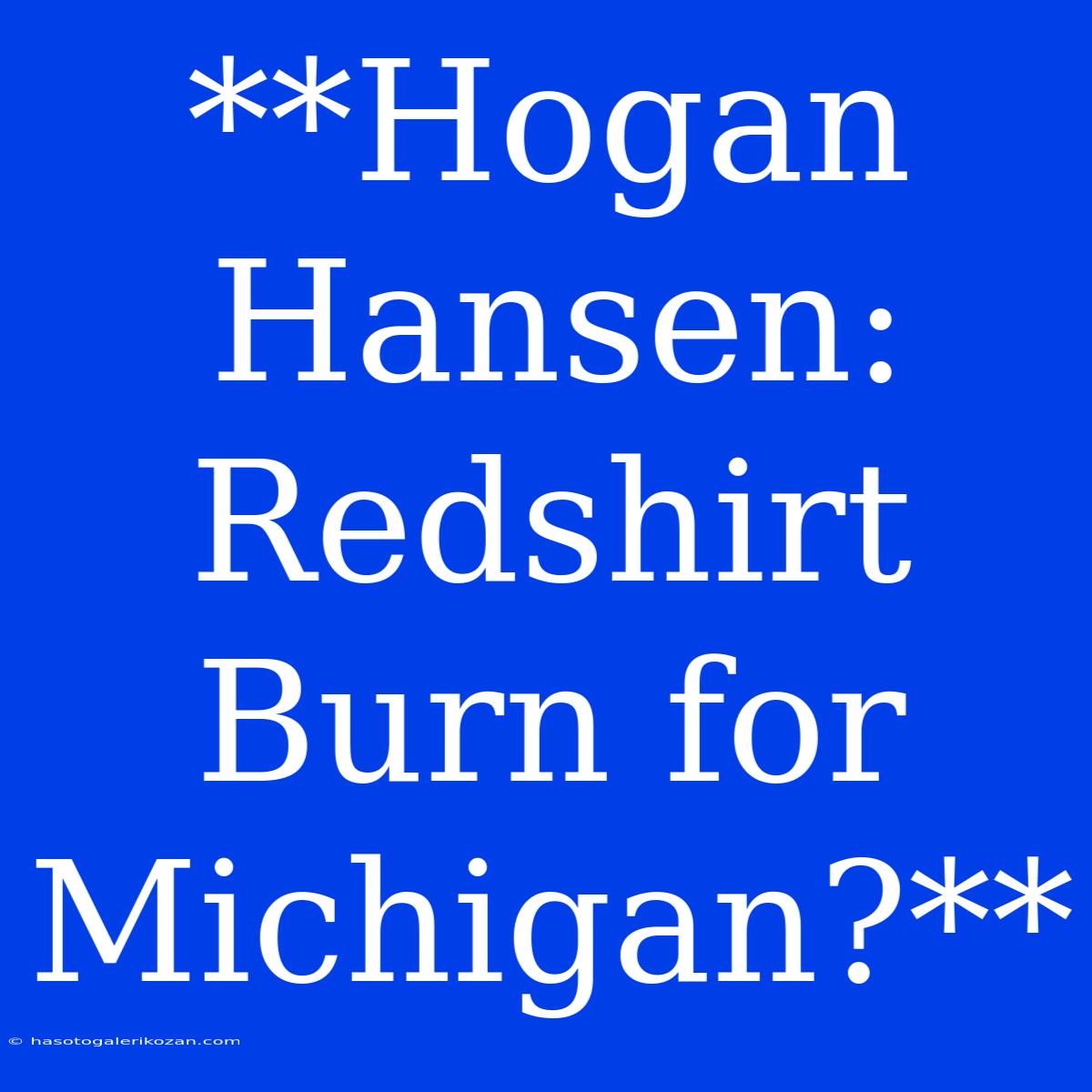 **Hogan Hansen: Redshirt Burn For Michigan?**