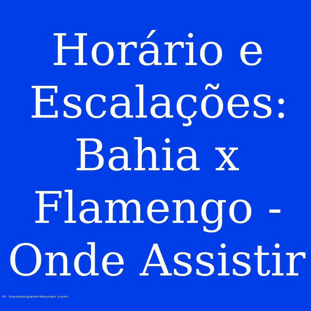 Horário E Escalações: Bahia X Flamengo - Onde Assistir