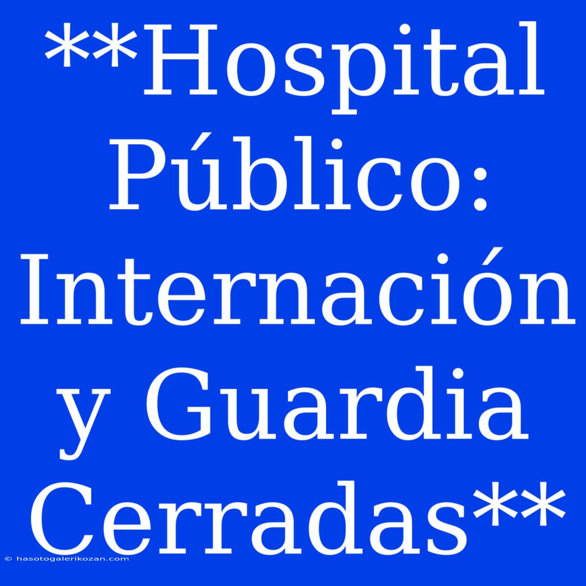 **Hospital Público: Internación Y Guardia Cerradas**