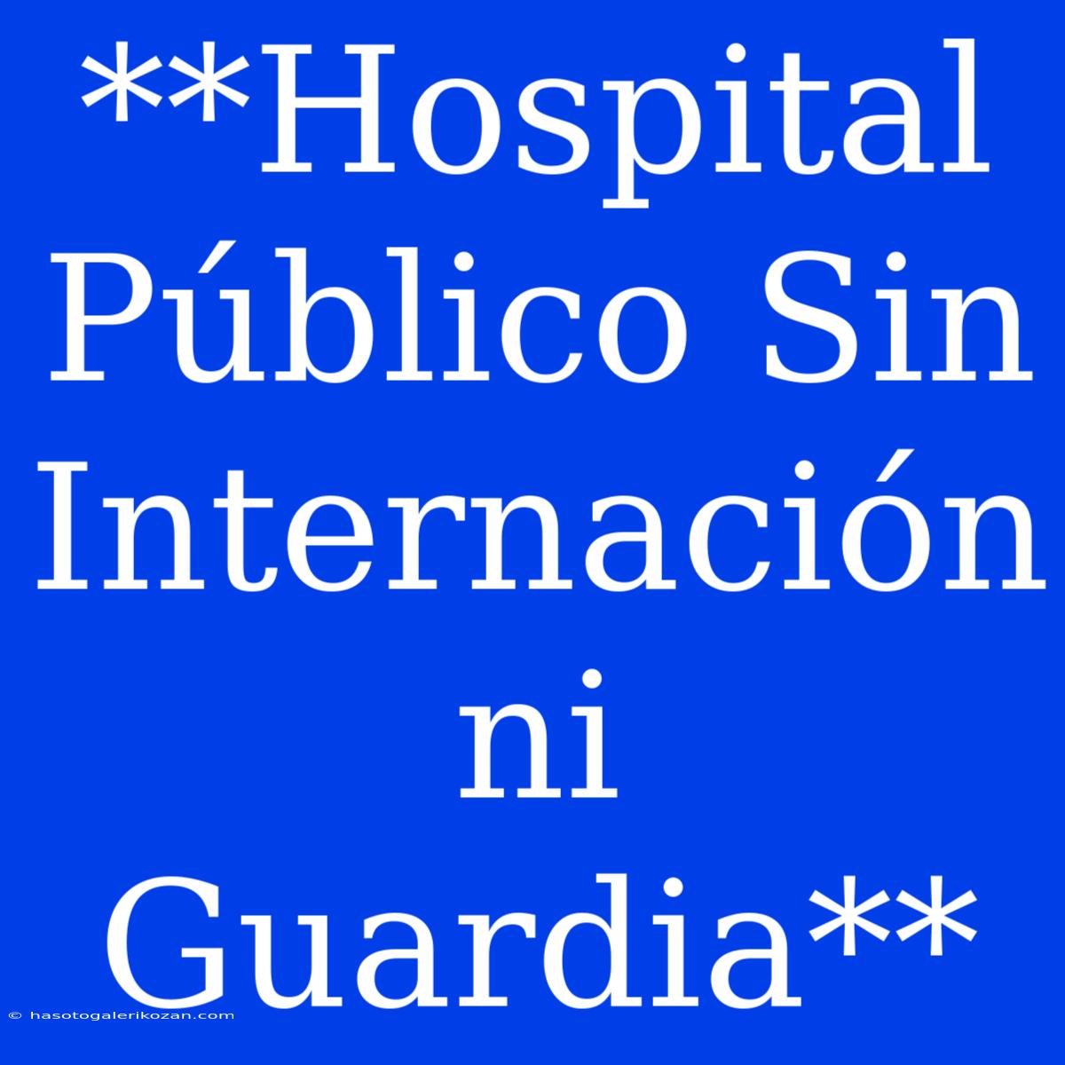 **Hospital Público Sin Internación Ni Guardia**