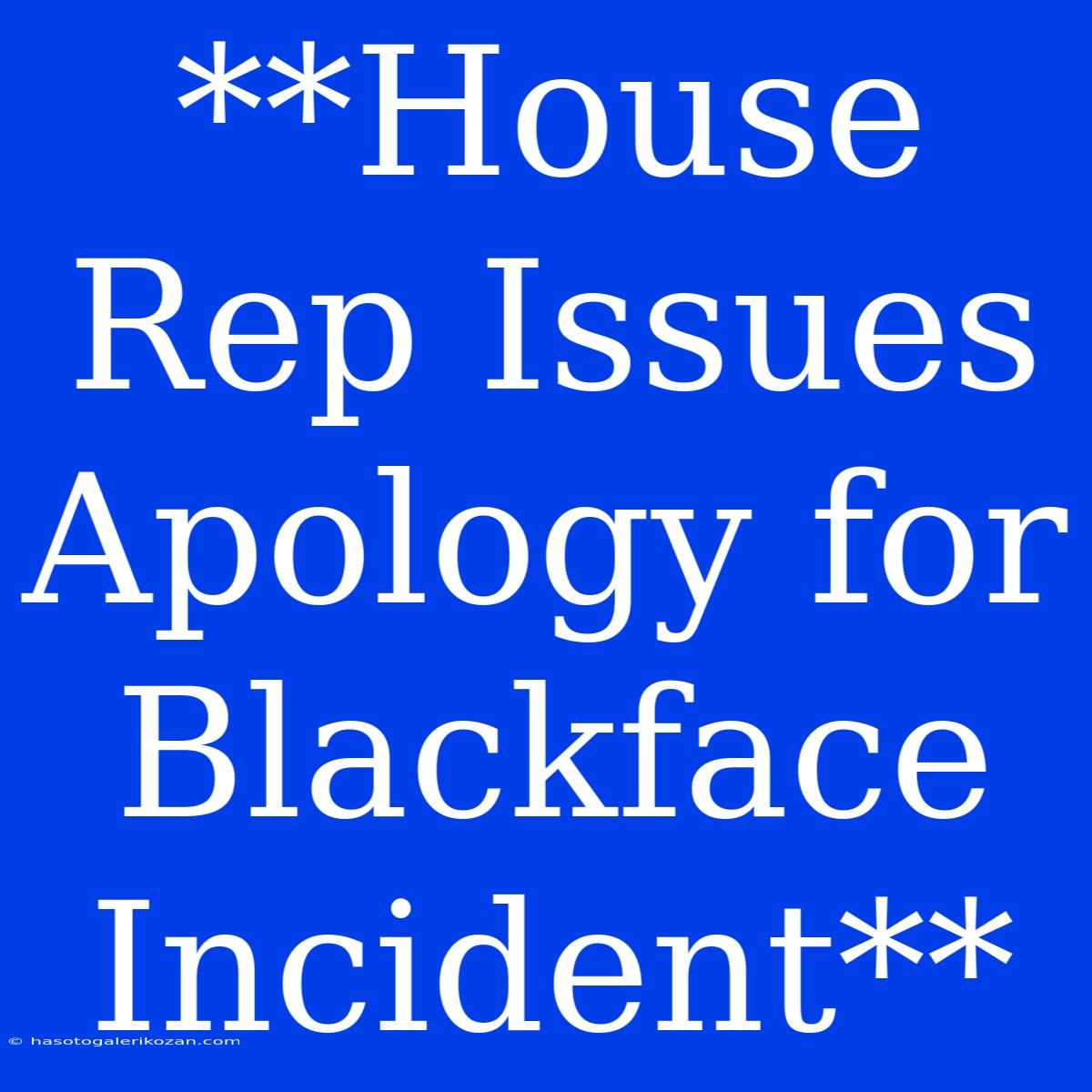 **House Rep Issues Apology For Blackface Incident**