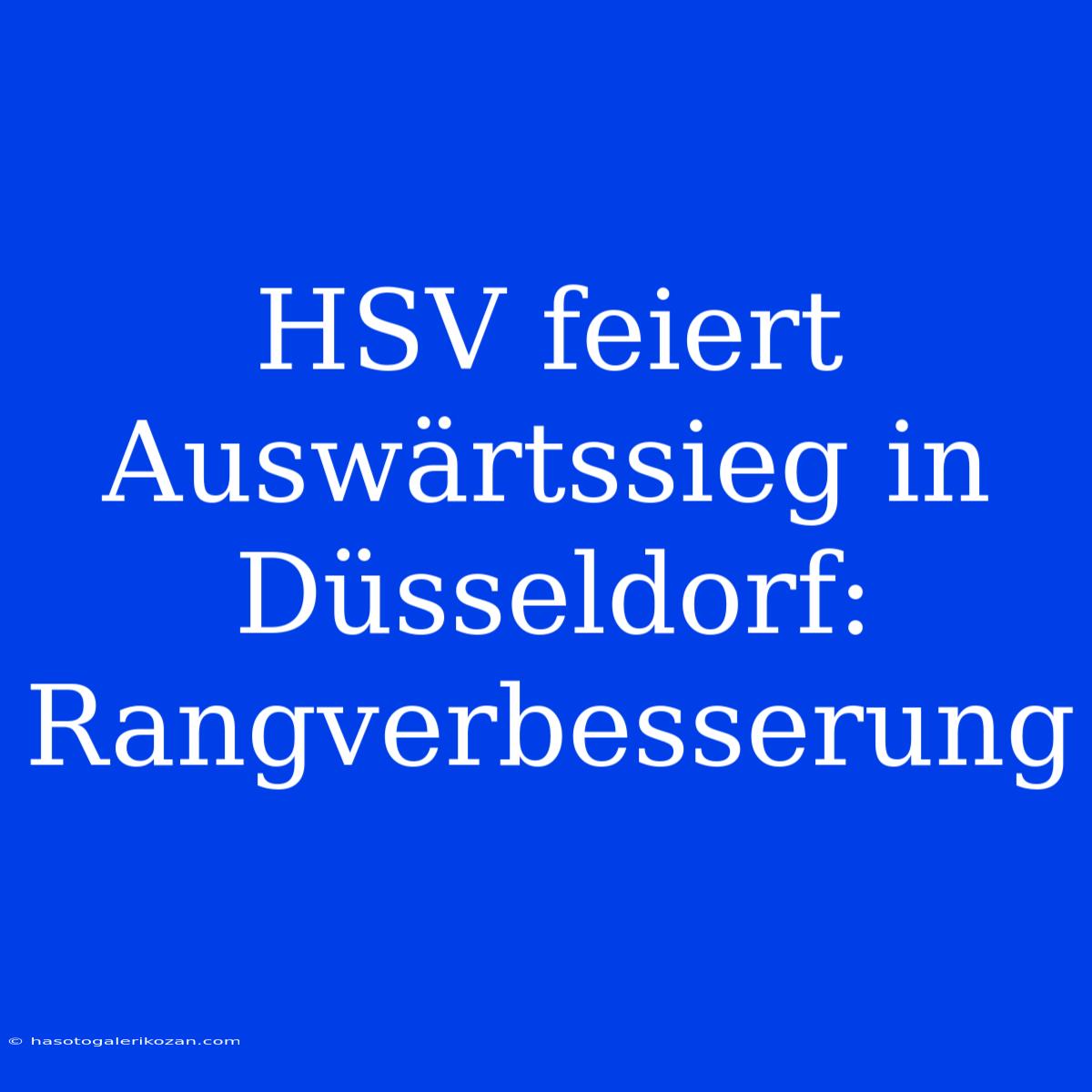 HSV Feiert Auswärtssieg In Düsseldorf: Rangverbesserung