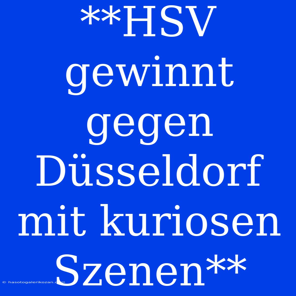 **HSV Gewinnt Gegen Düsseldorf Mit Kuriosen Szenen**