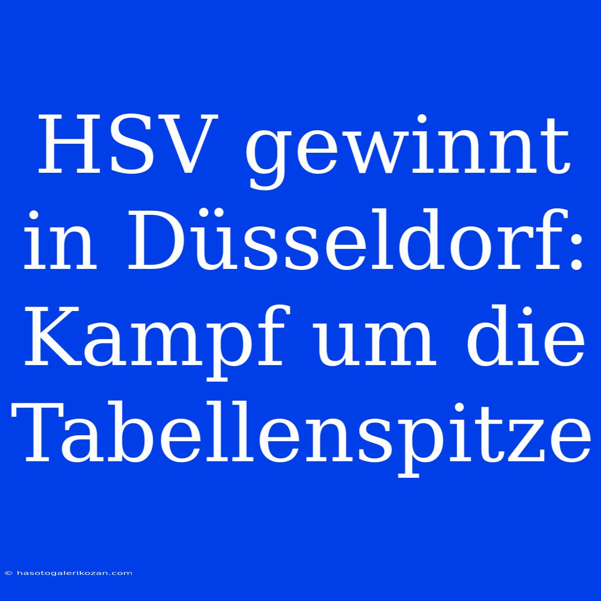 HSV Gewinnt In Düsseldorf: Kampf Um Die Tabellenspitze