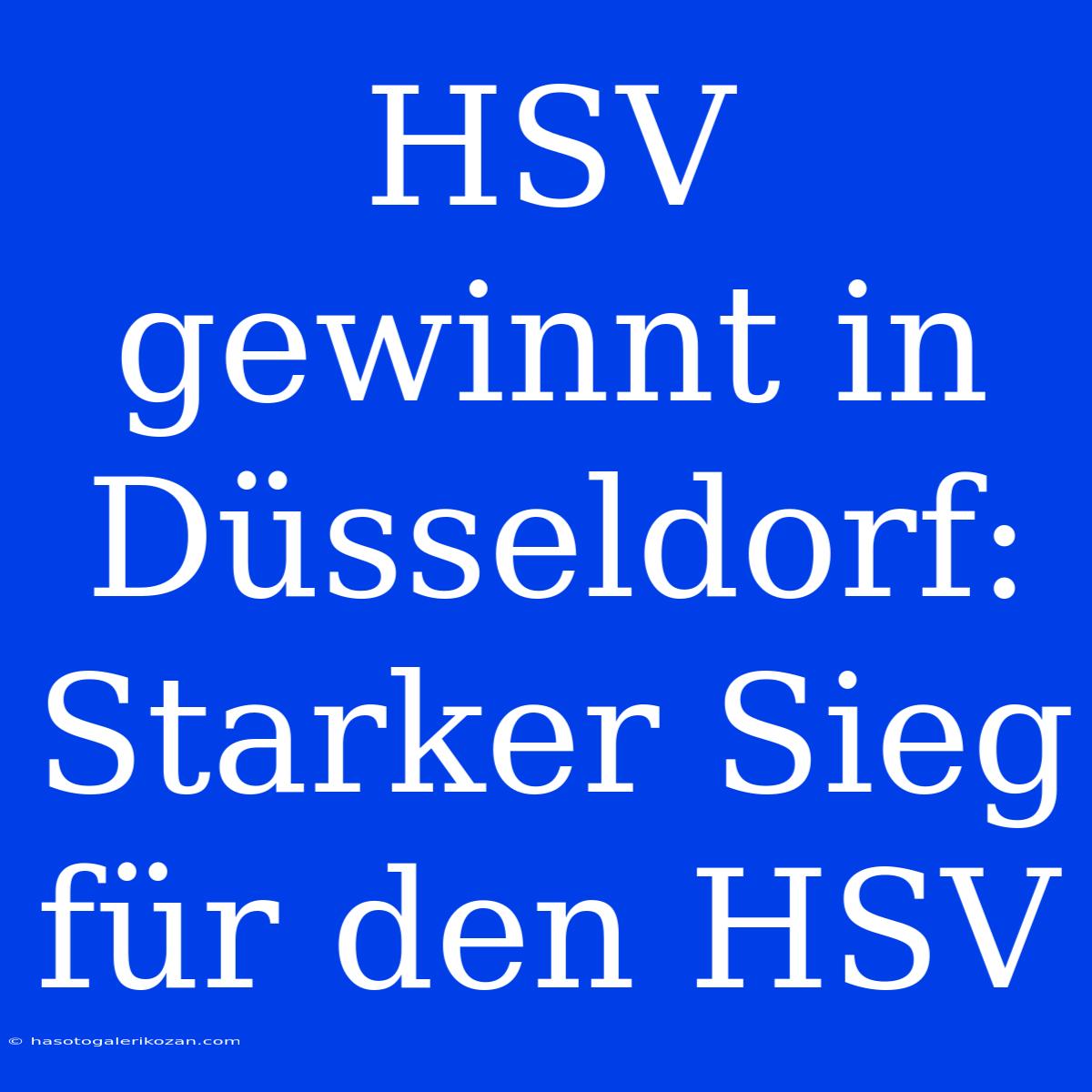 HSV Gewinnt In Düsseldorf: Starker Sieg Für Den HSV