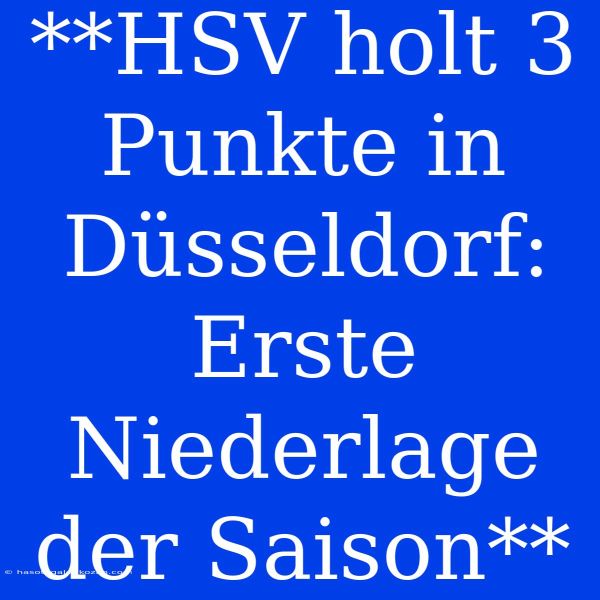 **HSV Holt 3 Punkte In Düsseldorf: Erste Niederlage Der Saison**