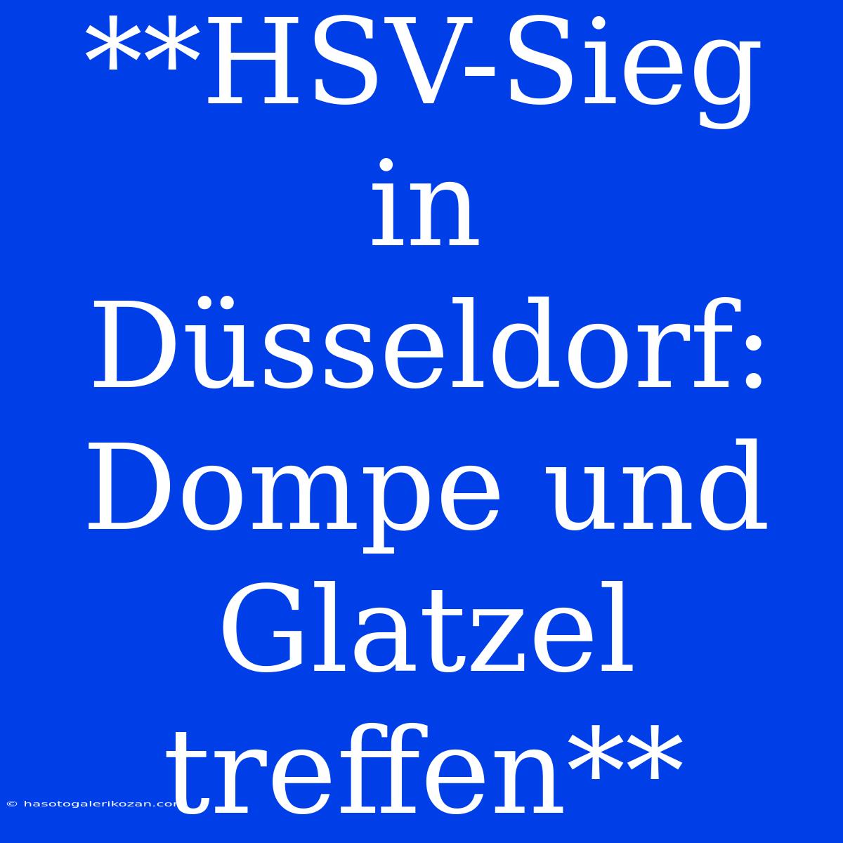 **HSV-Sieg In Düsseldorf: Dompe Und Glatzel Treffen** 