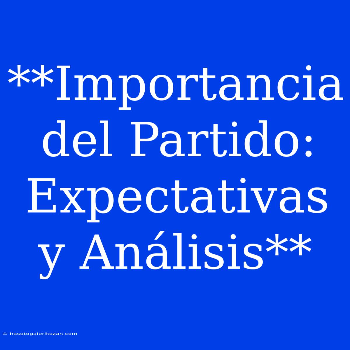 **Importancia Del Partido: Expectativas Y Análisis**