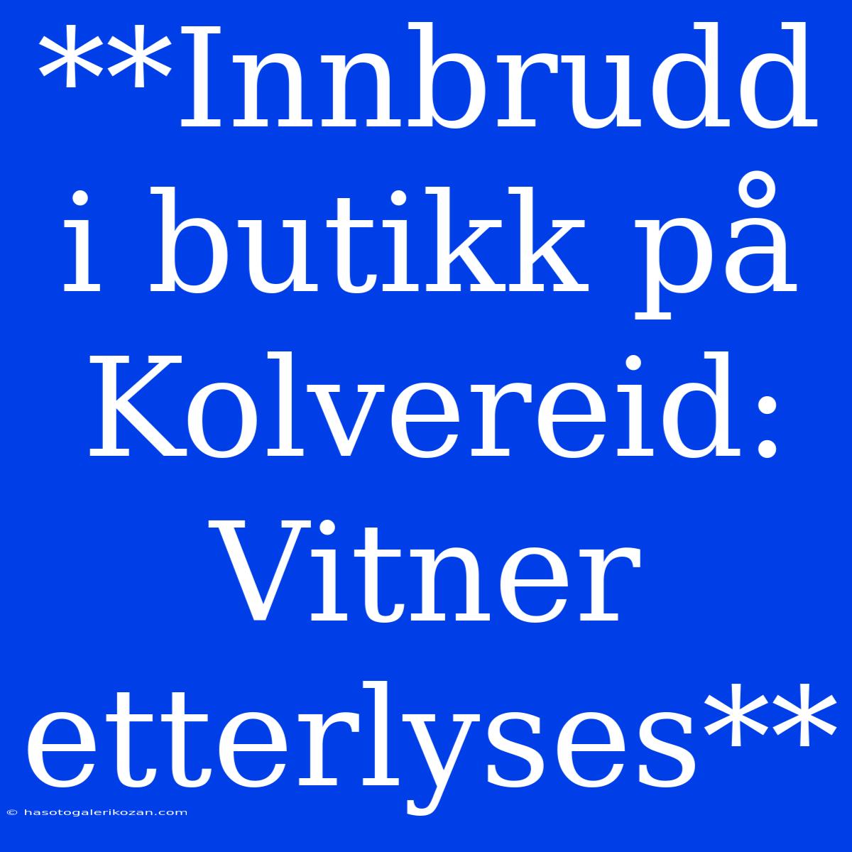 **Innbrudd I Butikk På Kolvereid: Vitner Etterlyses**