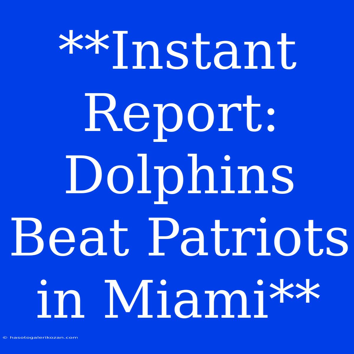 **Instant Report: Dolphins Beat Patriots In Miami**