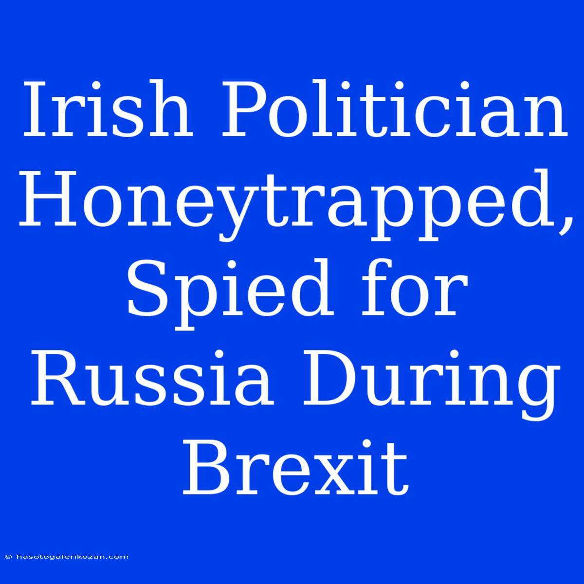 Irish Politician Honeytrapped, Spied For Russia During Brexit