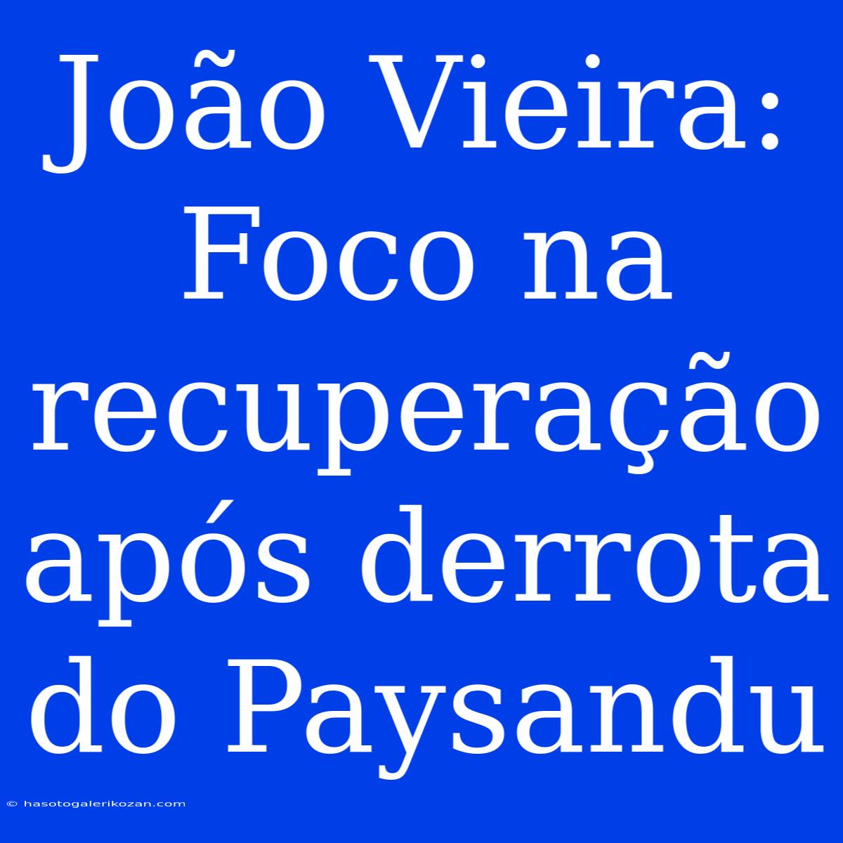 João Vieira: Foco Na Recuperação Após Derrota Do Paysandu